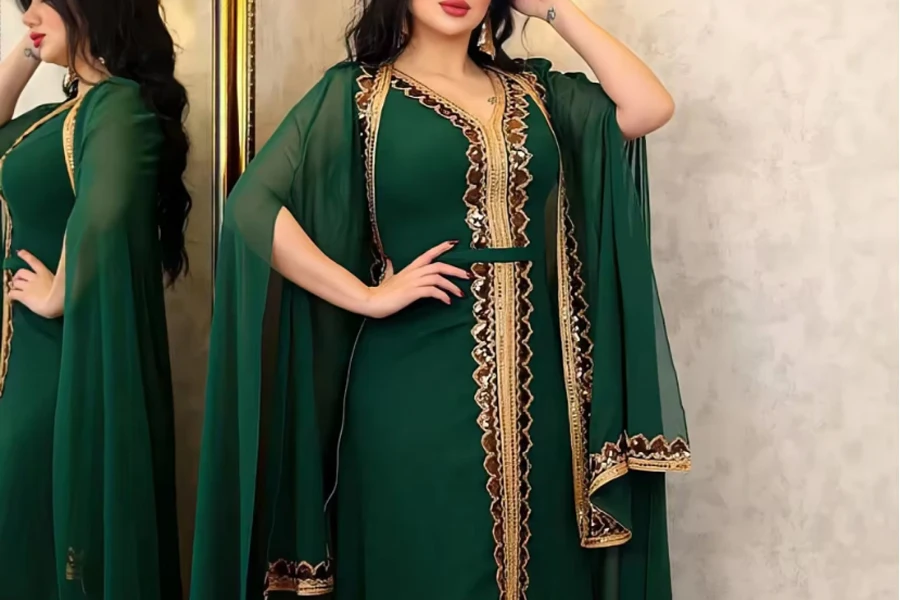 2023 Dubai Luxo Abaya Chiffon Boubou Vestido