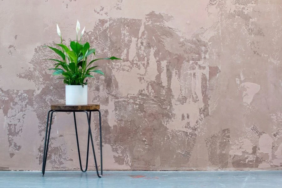 A white planter on a stand