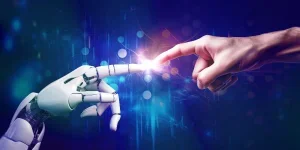 AI and Human hands touching