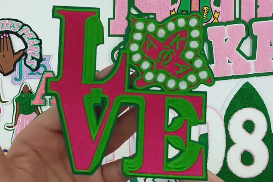 Patch bordir chenille lambang Alpha Kappa Sorority, Inc