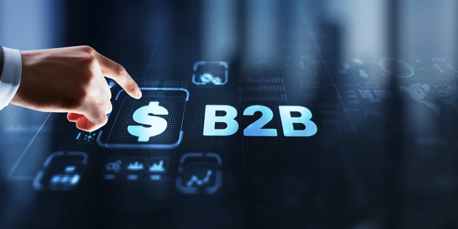 Conceito de comércio de empresa de marketing de tecnologia de negócios B2B