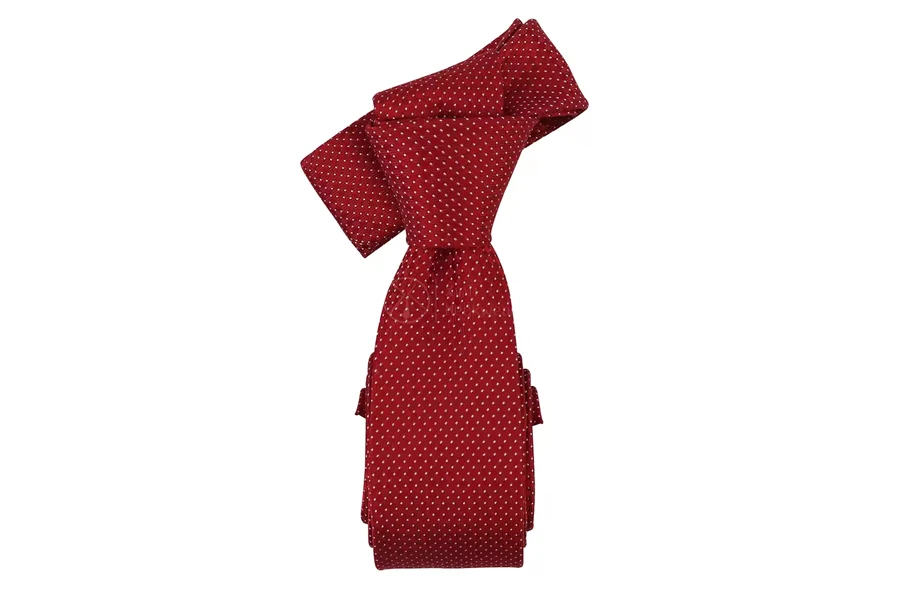 Cravatta classica a pois rossa in microfibra