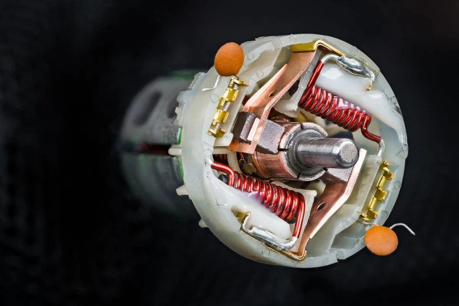 Close-up of rotor in electric DC motor