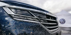 Closeup headlight of Volkswagen Touareg