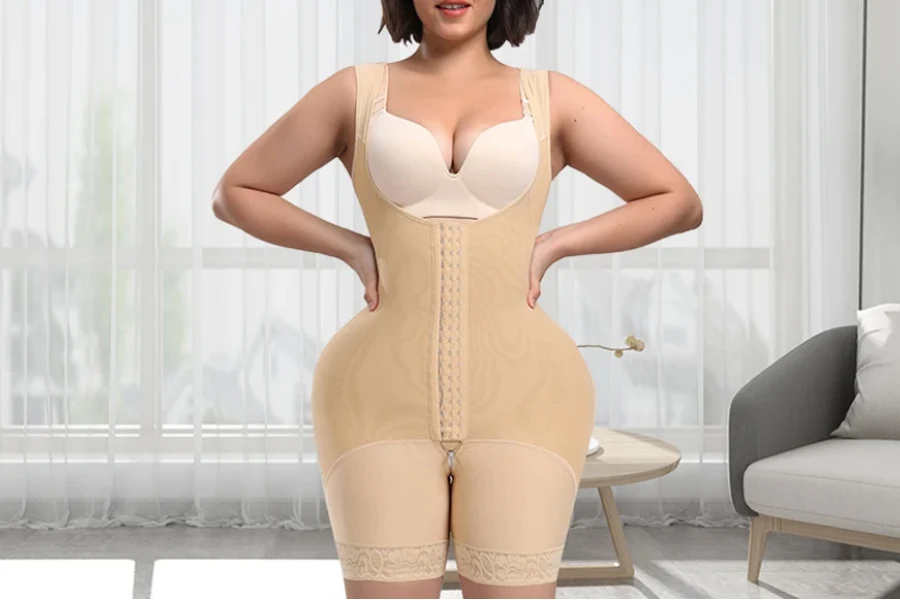 Bodysuit feminino com zíper e virilha aberta, Plus Size Shapewear para  controle de barriga e escultura corporal