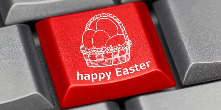 Computer key - Happy Easter with basket