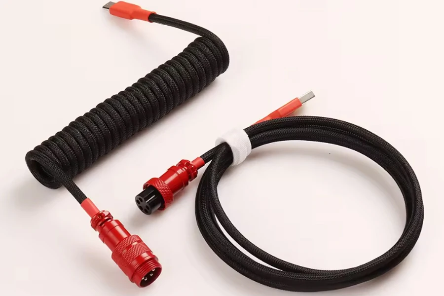 Изготовленный на заказ спиральный механический кабель для клавиатуры GX16 Aviator USB-C