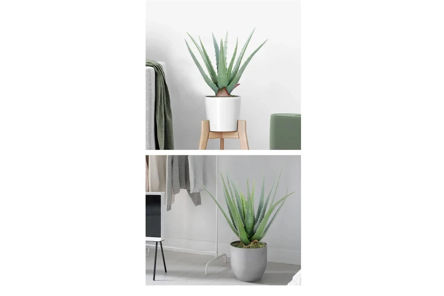 Faux Aloe Vera colocado em um quarto