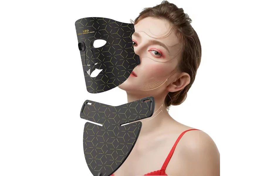 Máscara flexível de silicone LED para rosto e pescoço