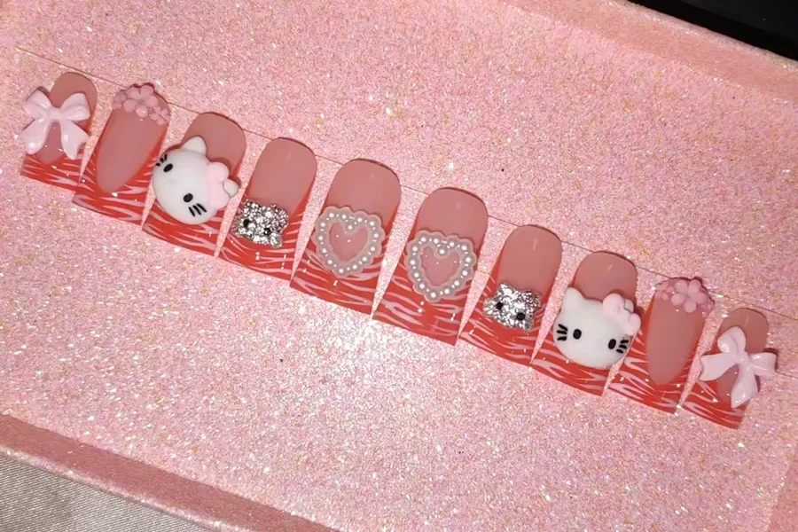 French Matte Gel Polish Press Pada Kuku Menyederhanakan Keanggunan