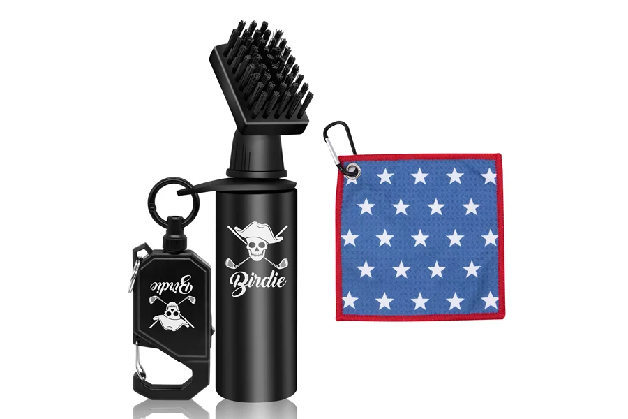 Golf Club Brush and Towel Set with Water Bottle