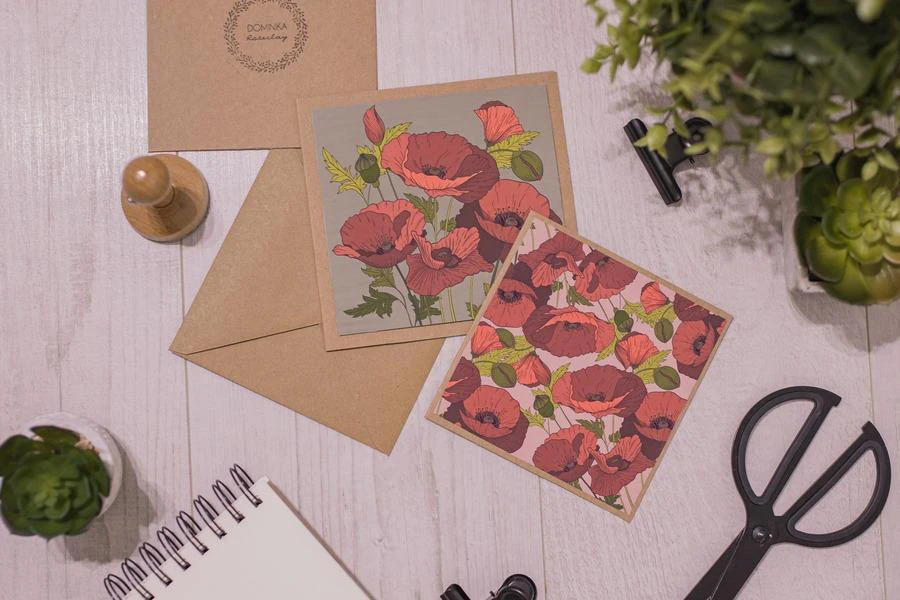 Greeting cards with watercolor designs