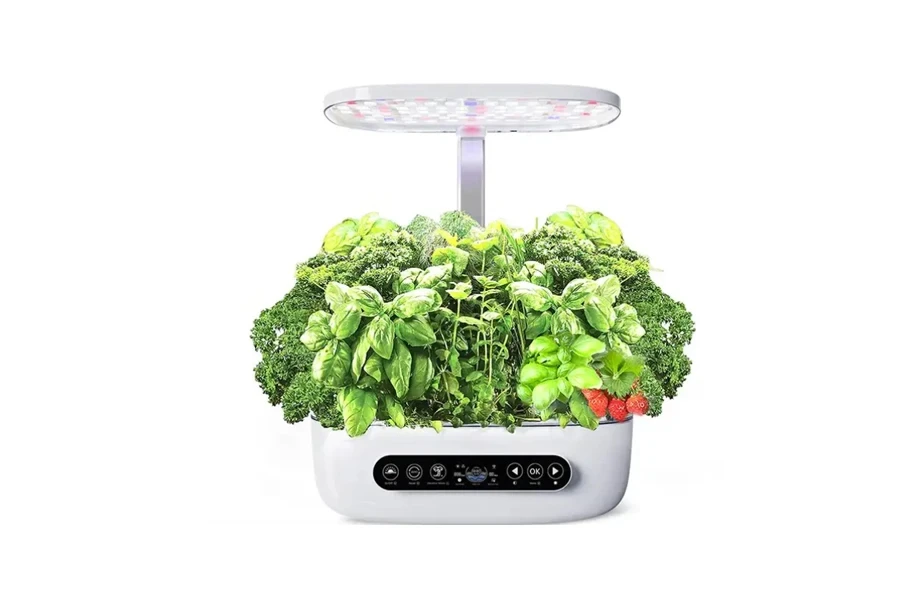 Hydroponic indoor herb garden kit with LED lights