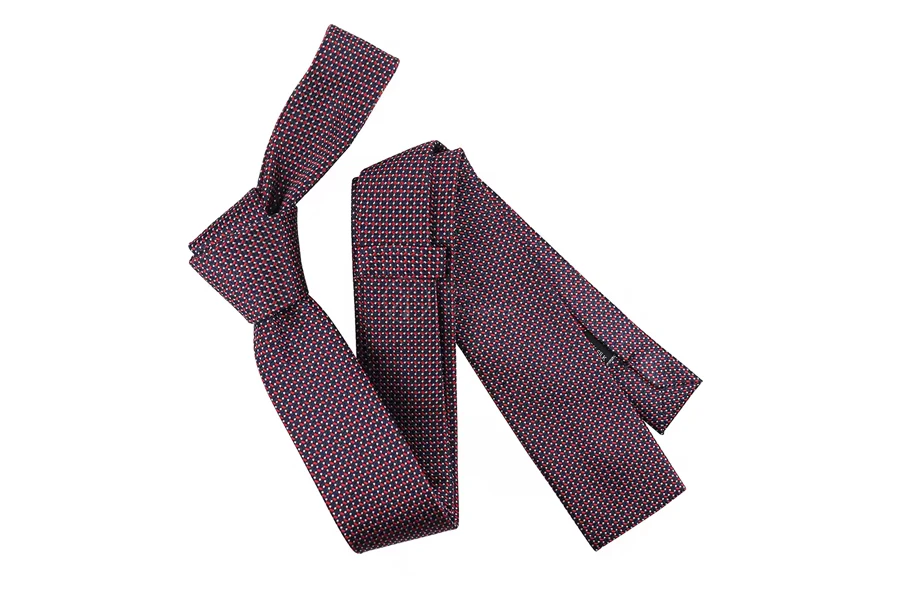 Jacquard Designer Neck Men Suit Accessories Red Navy White Color Dot Pattern Flat End Business Ties 100 Silk Necktie For Man