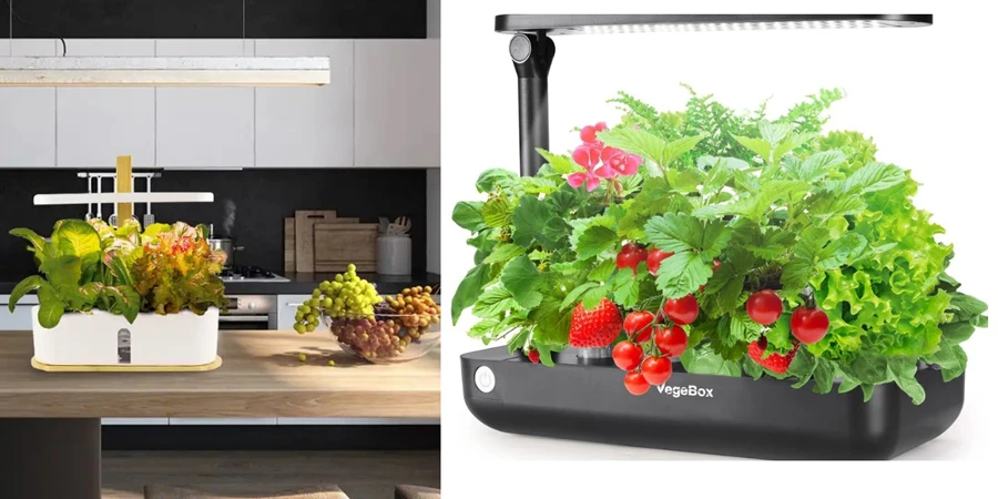 Kitchen indoor herb garden and hydroponic growing system
