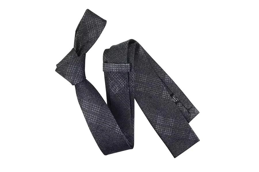 Modern Black and Silver Plaid Silk Tie