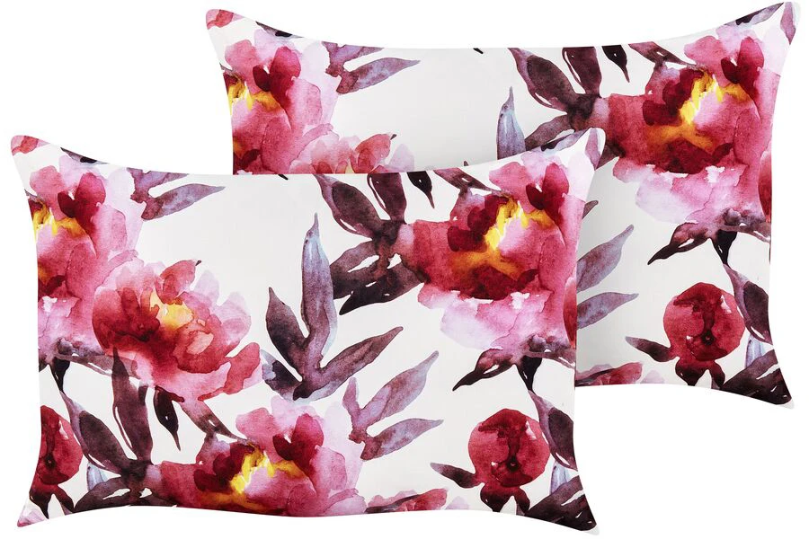 Outdoor accent cushions with floral patterns
