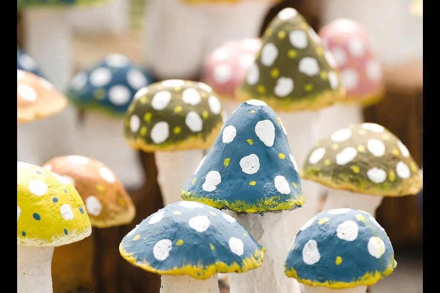Painted and decorative mushrooms