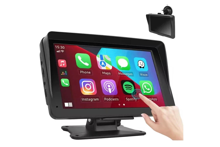 Podofo Tragbarer kabelloser Carplay- und Android-Auto-Smart-Screen-Player