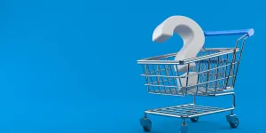 Question mark inside shopping cart