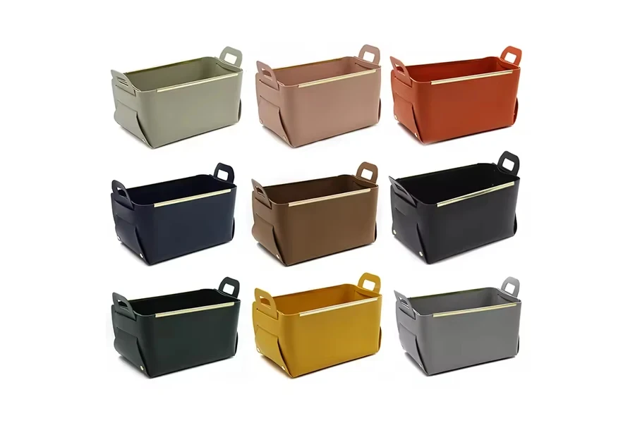 Ready Stock PU Leather Storage Basket