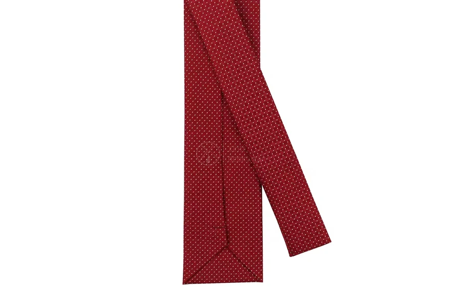 Красно-белый шелковый галстук в горошек