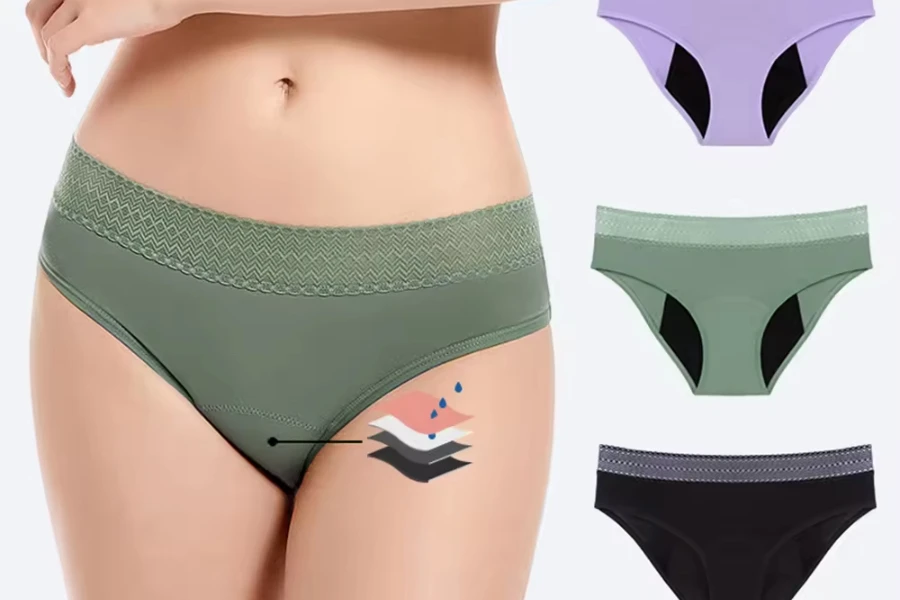Confidence Period Panties Bikini Style 3 Pack| Soft, Comfortable,  Breathable Spandex 4 Layer Leak Proof Menstrual Underwear : :  Clothing