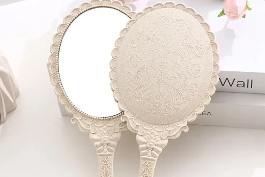 SAIYII Wholesale Gold Silver Black Oval Retro Hand Mirror