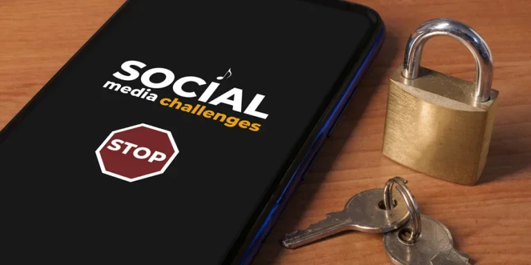 Smartphone showing the message stop social media challenges