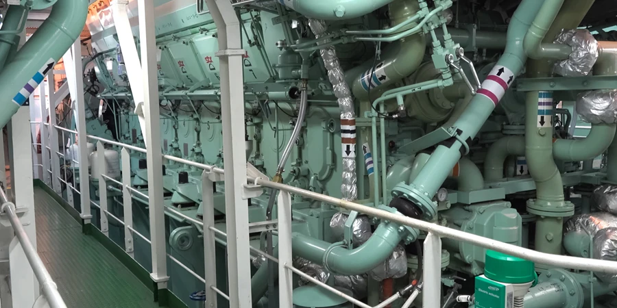 The engine compartment of the ship