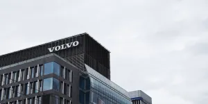 Volvo logo on building facade