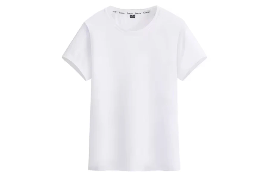 Maglietta sublimatica con collo a O in bianco 100% poliestere di alta qualità all'ingrosso