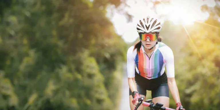Woman riding on bike