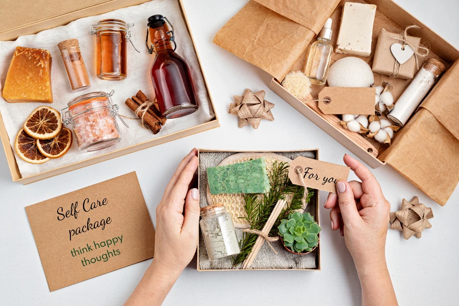 A self-care package gift box