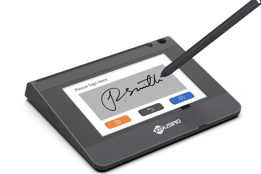 A sign pad with a stylus