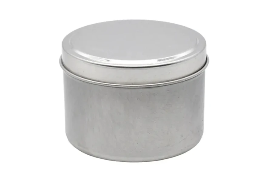 A stainless steel food storage container