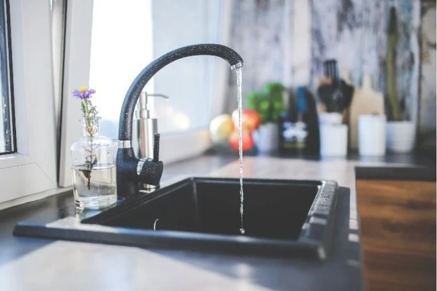 Black drop in kitchen sink