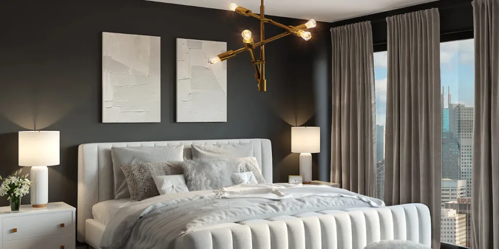 Ceiling-to-floor velvet curtains for bedroom