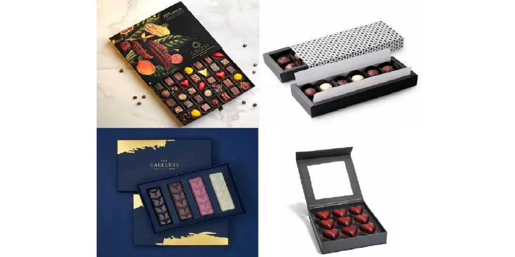 La confezione del cioccolato presenta spesso design vivaci e ricchi di tonalità