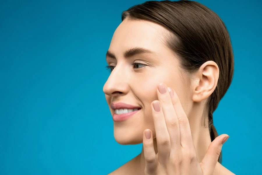 Close-up of a woman with clear skin