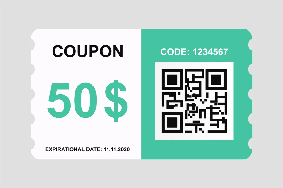 Coupon with QR code and expiration date