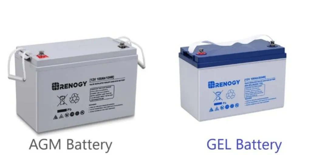 Diagrama da bateria AGM (esquerda) e bateria GEL (direita)