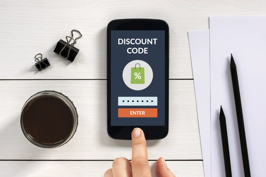 Discount code on a smartphone