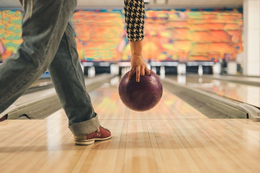 holding the bowling ball