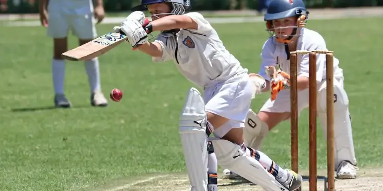 Kids playing cricket on a sunny day