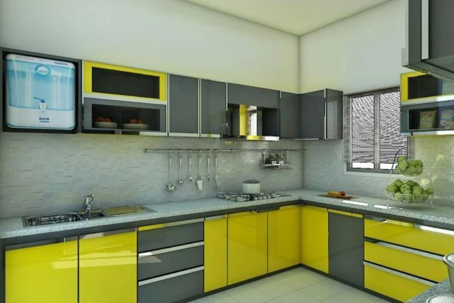 Dapur modern dengan wastafel stainless steel