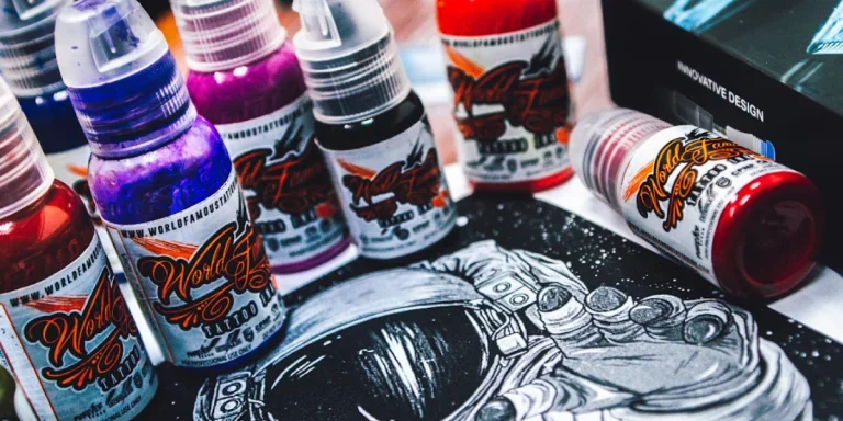 Multiple tattoo inks on a table