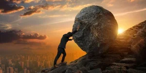 pushing large stone up