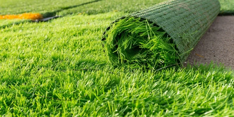rolling the artificial grass