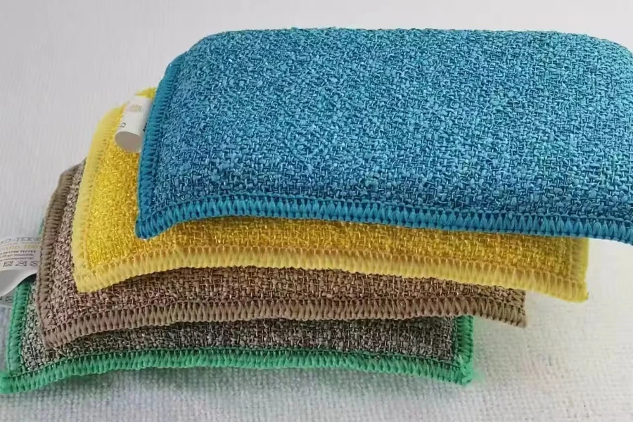 Scrubby microfiber towels on white background